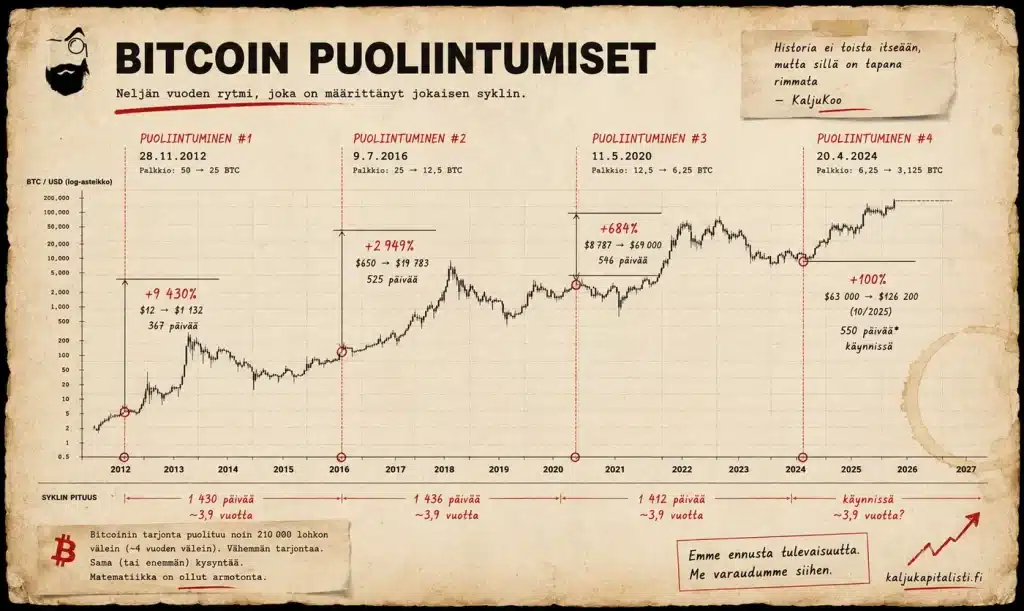 bitcoinin puoliintumiset